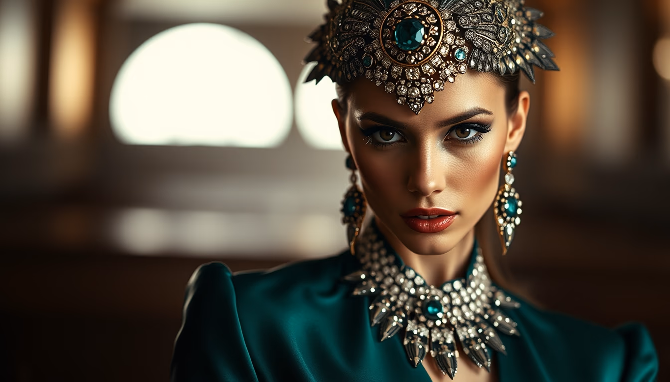 falcon hood jewel in editorial style