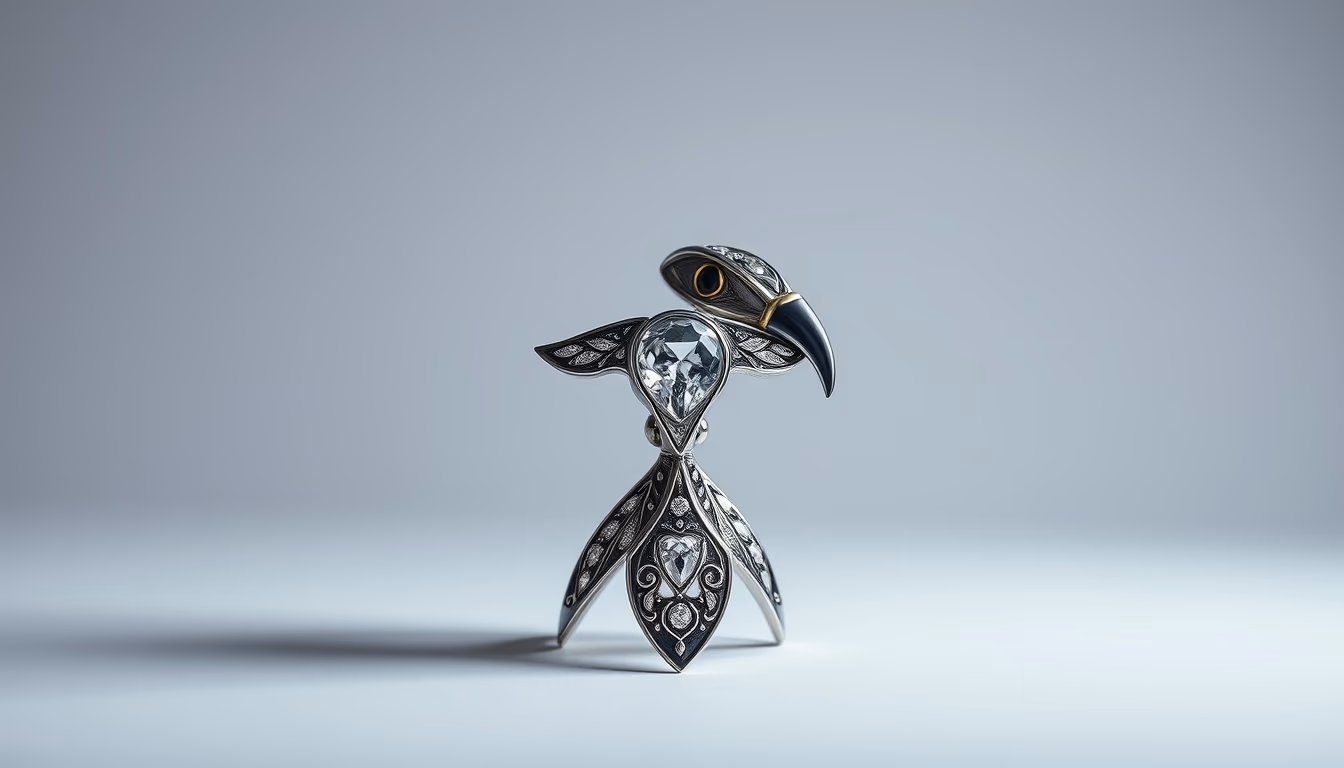 falcon hood jewel in editorial style