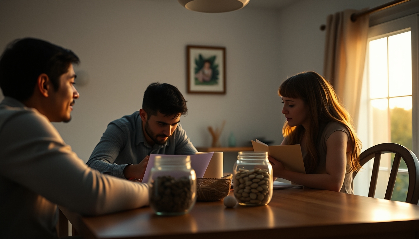 family planning savings at the dining table in editorial style