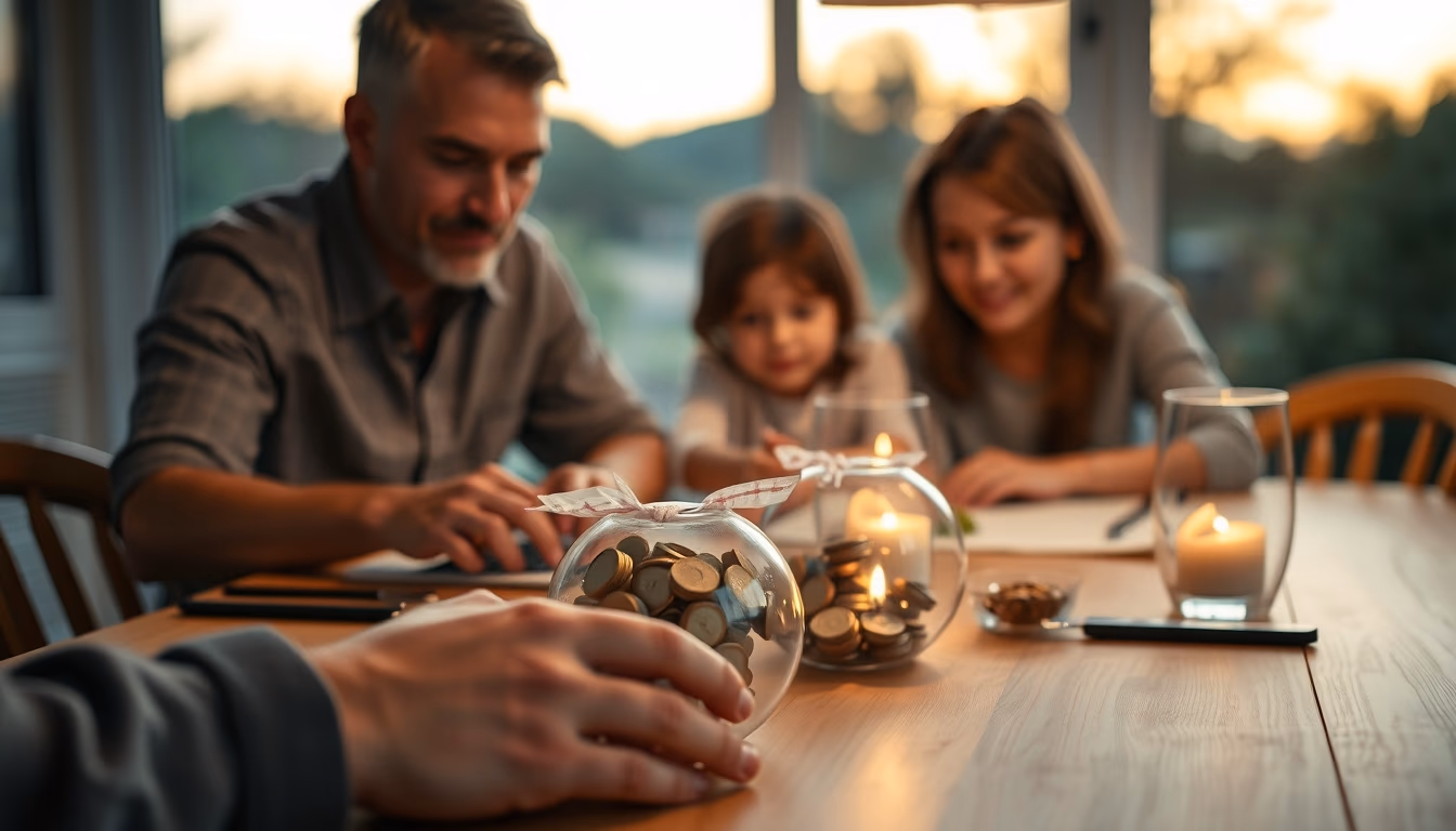 family planning savings at the dining table in editorial style