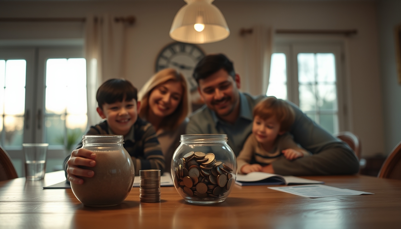 family planning savings at the dining table in editorial style