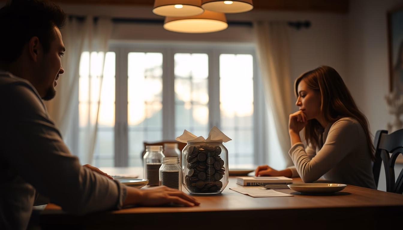 family planning savings at the dining table in editorial style