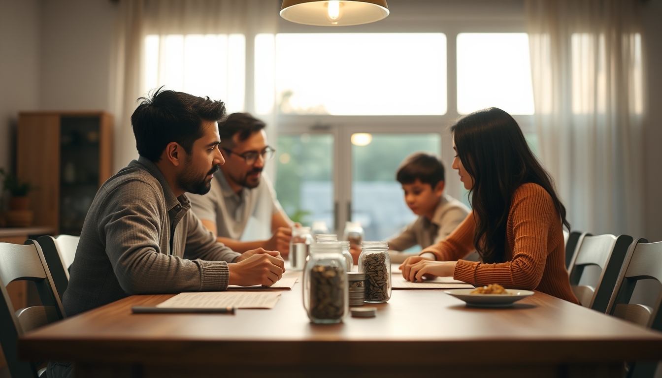 family planning savings at the dining table in editorial style