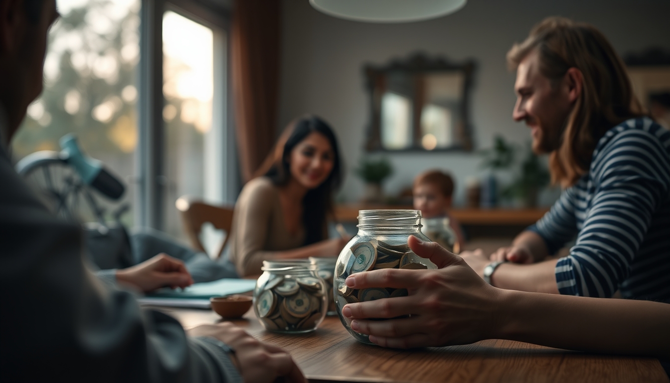 family planning savings at the dining table in editorial style