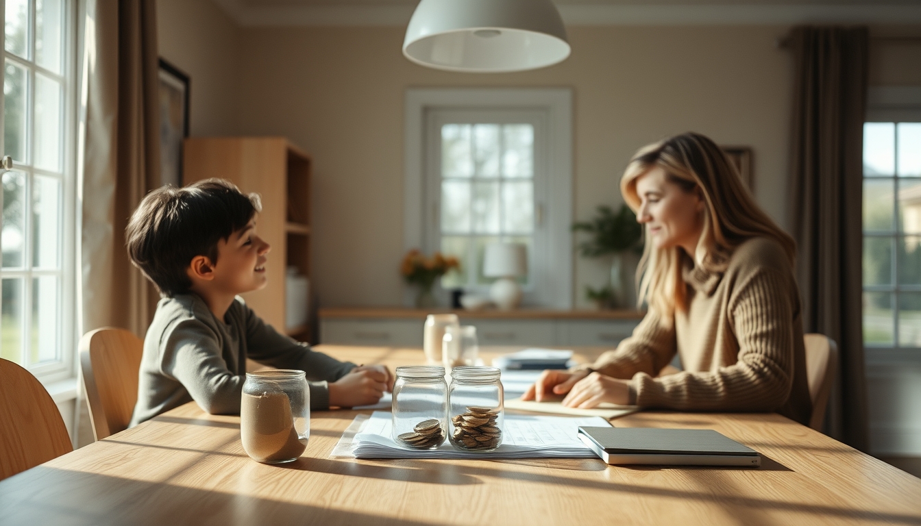 family planning savings at the dining table in editorial style