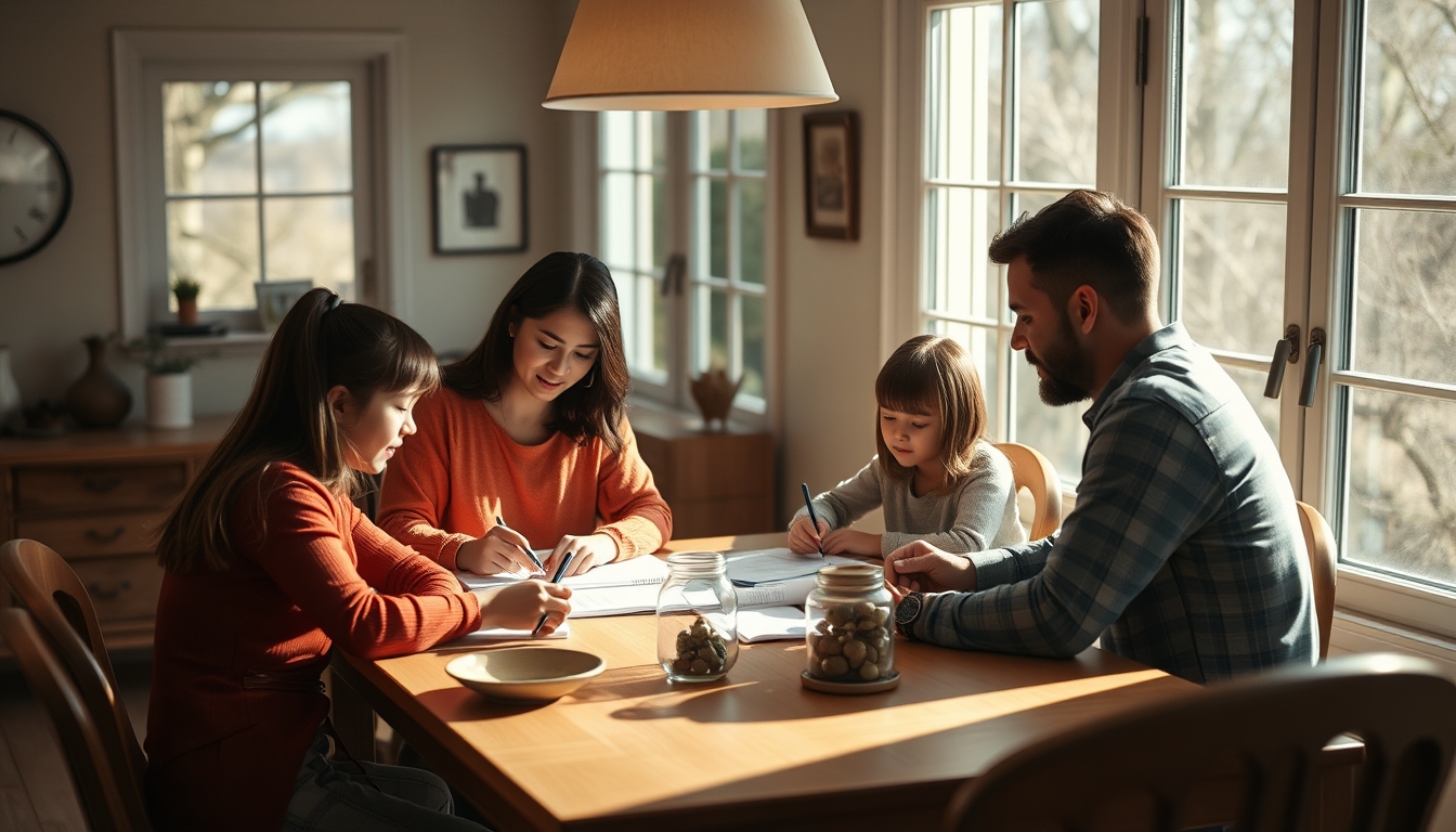 family planning savings at the dining table in editorial style