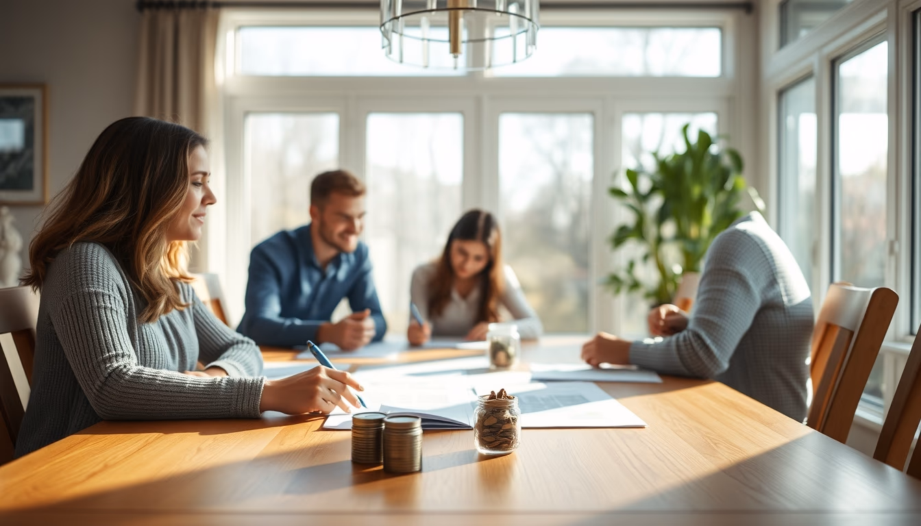 family planning savings at the dining table in editorial style