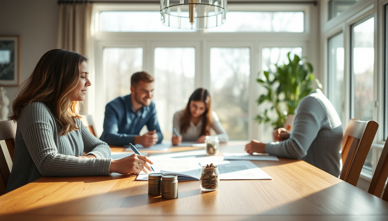 family planning savings at the dining table in editorial style