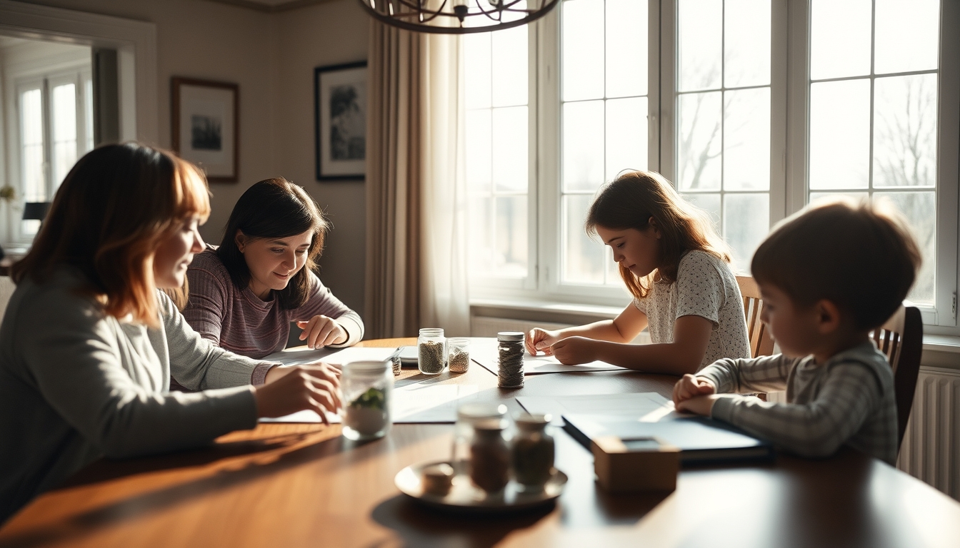 family planning savings at the dining table in editorial style