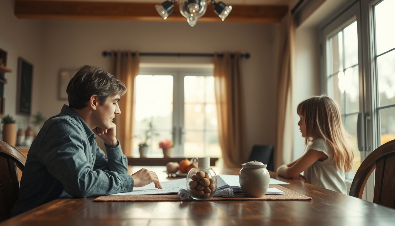 family planning savings at the dining table in editorial style