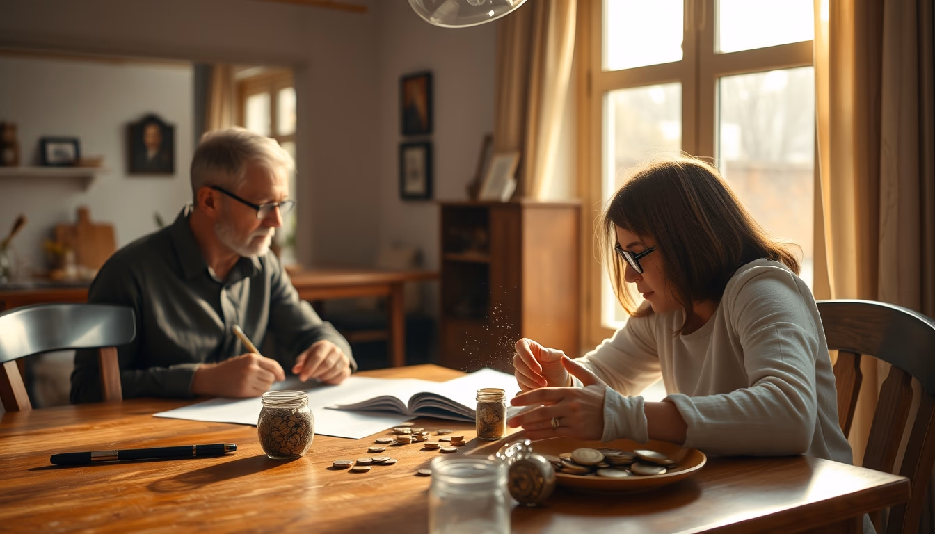 family planning savings at the dining table in editorial style