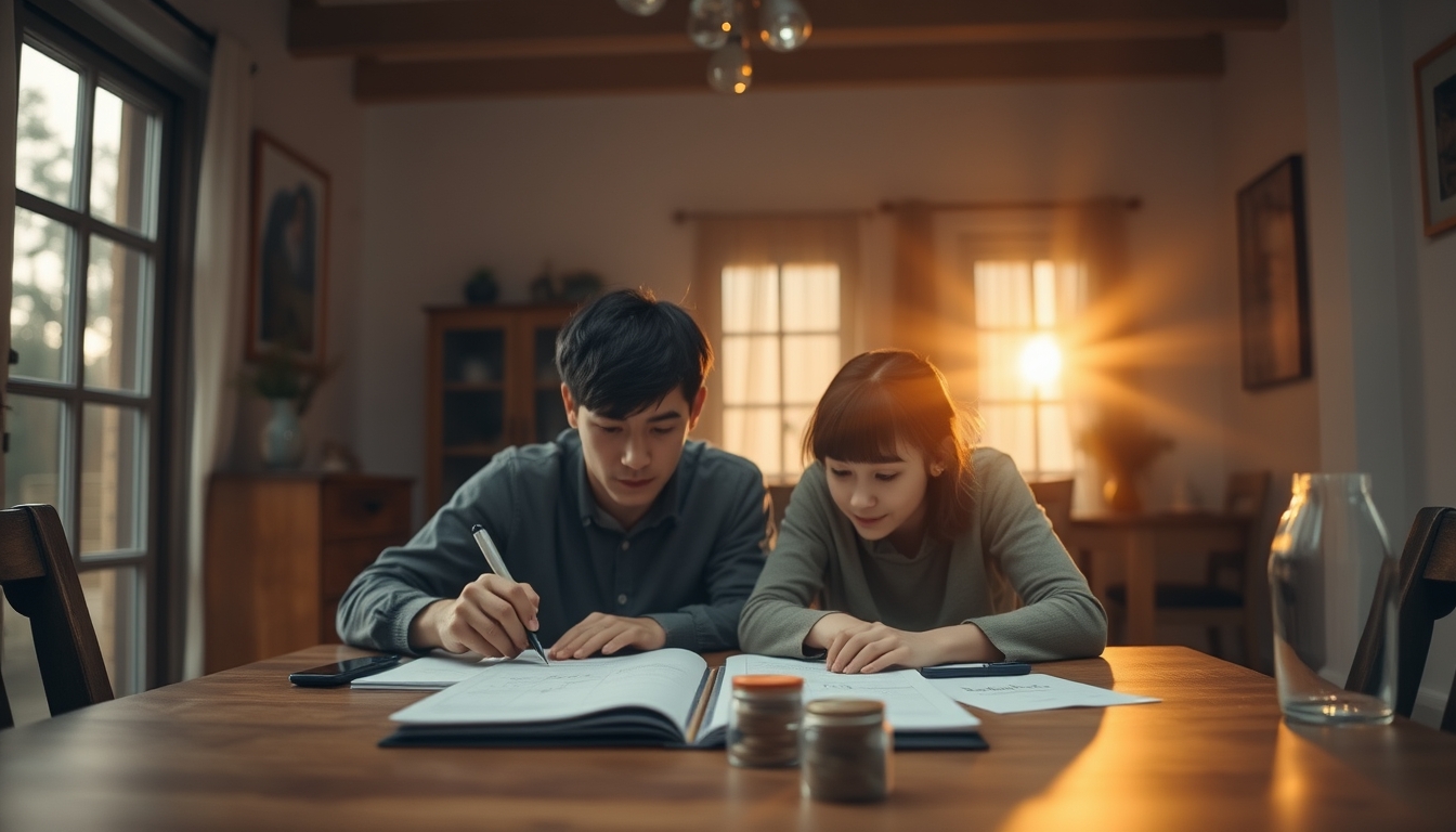 family planning savings at the dining table in editorial style