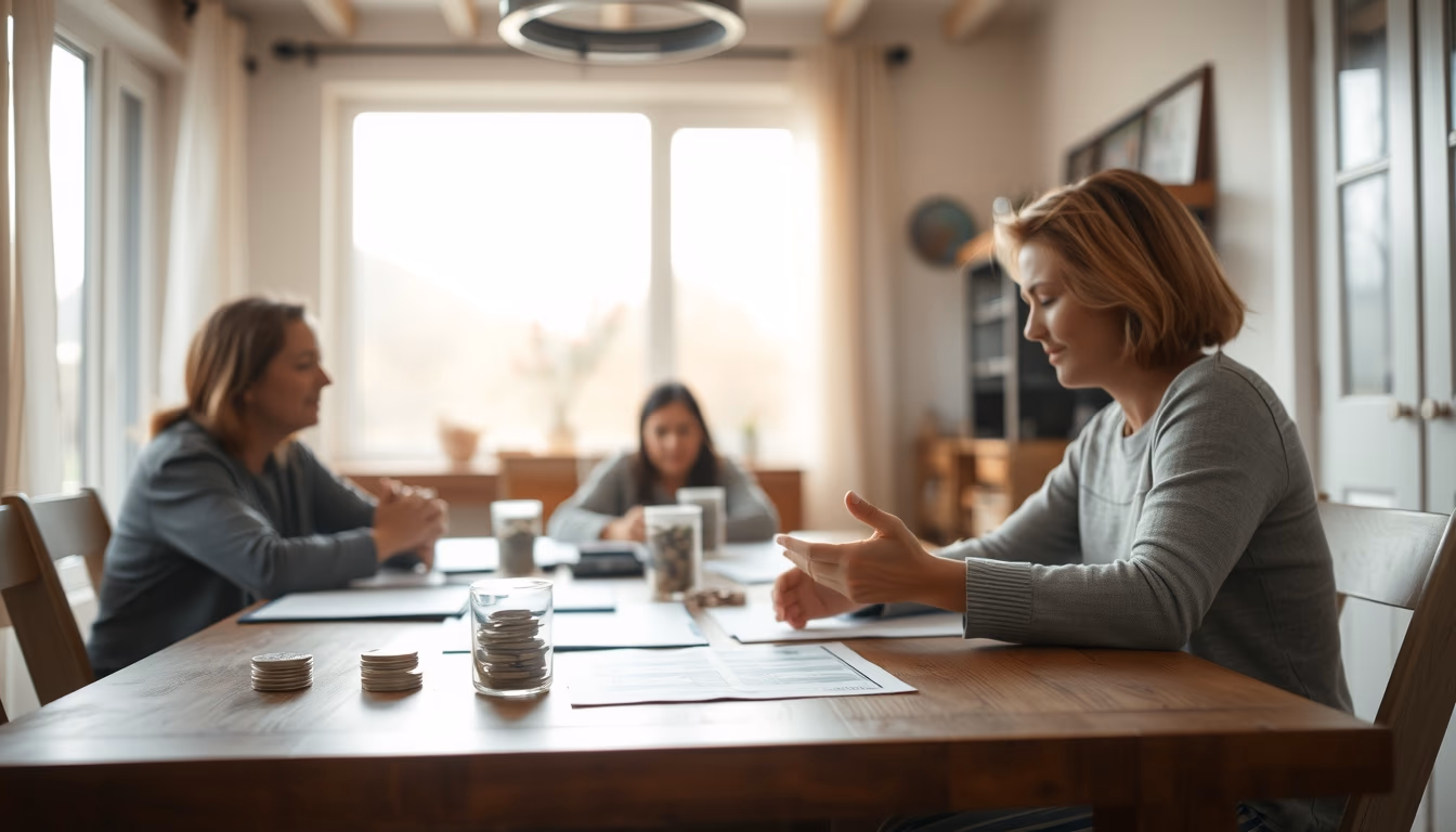 family planning savings at the dining table in editorial style