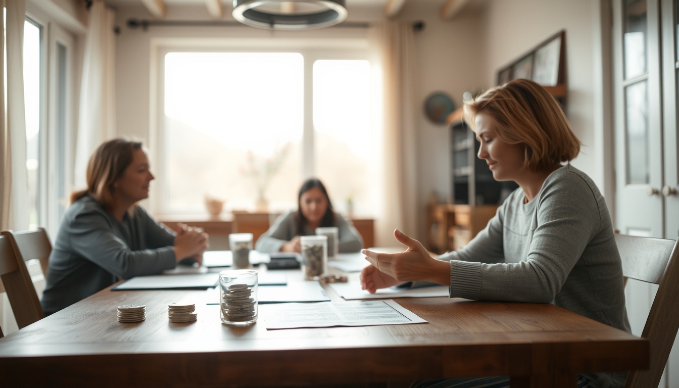 family planning savings at the dining table in editorial style