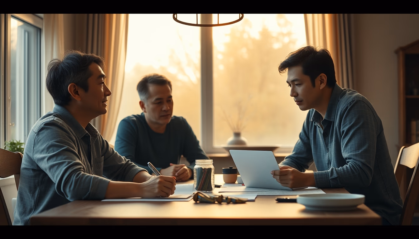 family planning savings at the dining table in editorial style