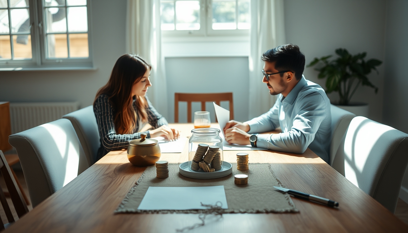 family planning savings at the dining table in editorial style