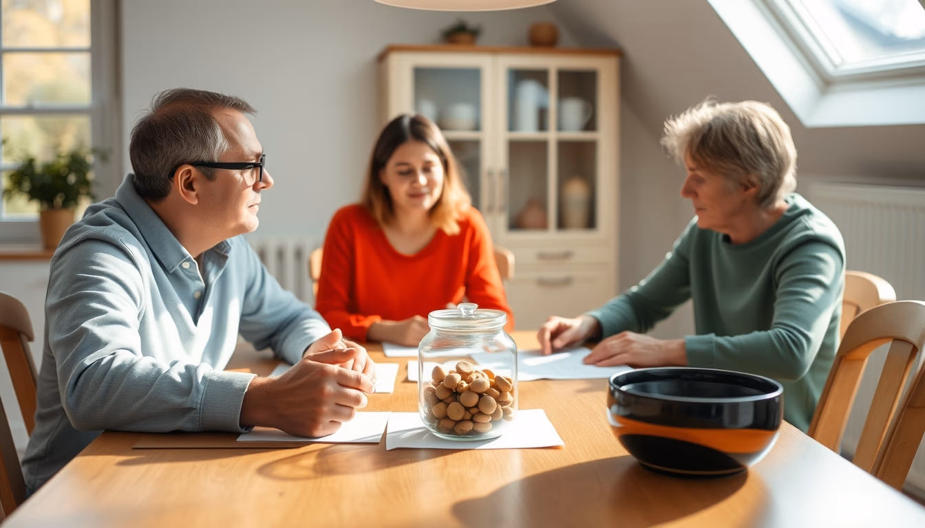 family planning savings at the dining table in editorial style
