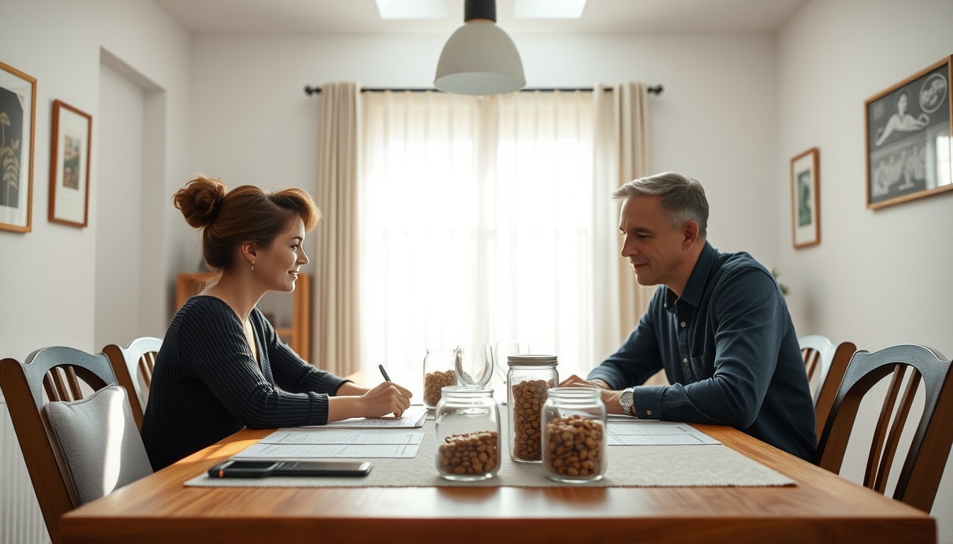 family planning savings at the dining table in editorial style