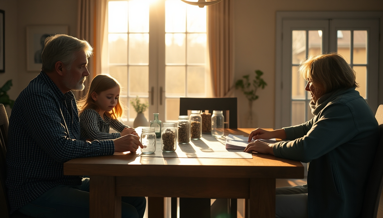 family planning savings at the dining table in editorial style