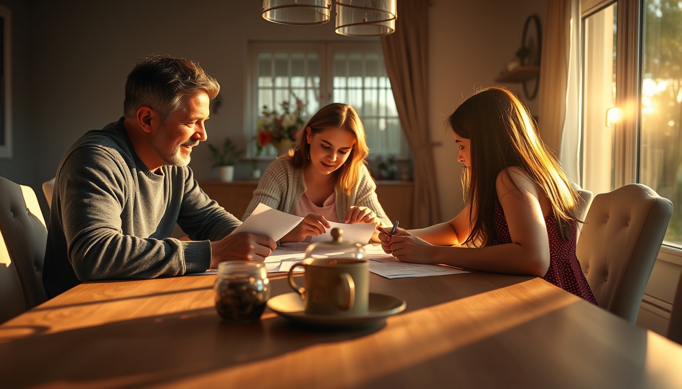 family planning savings at the dining table in editorial style