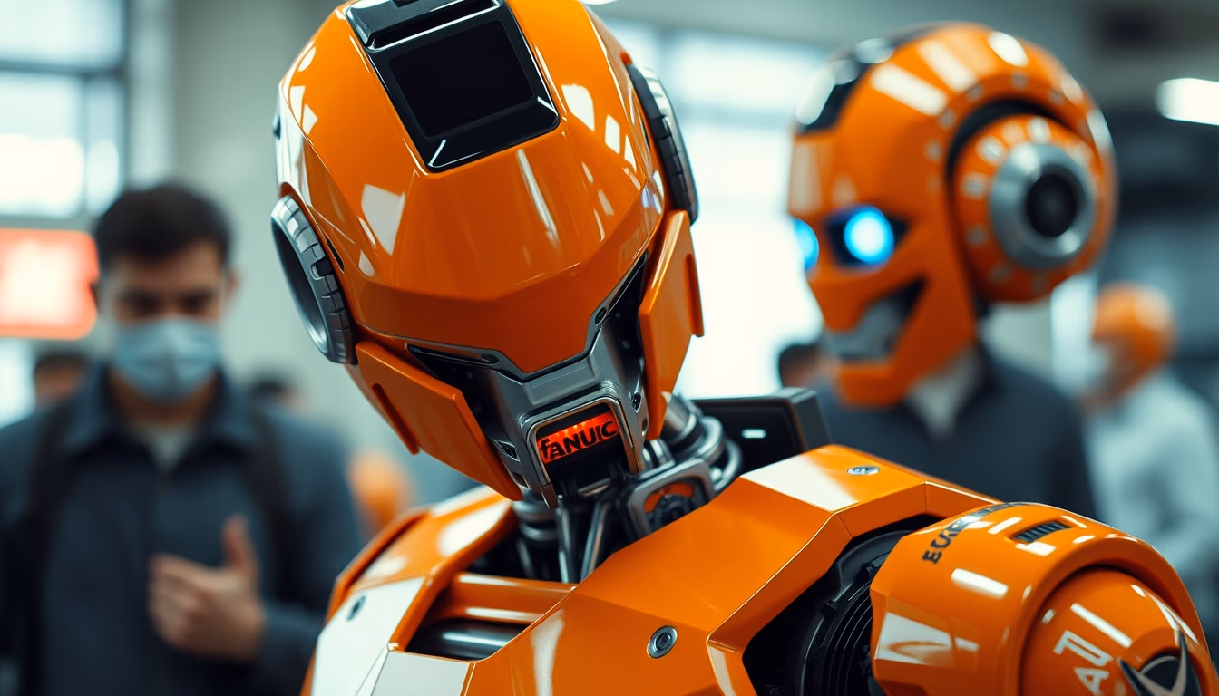 fanuc robot orange in editorial style