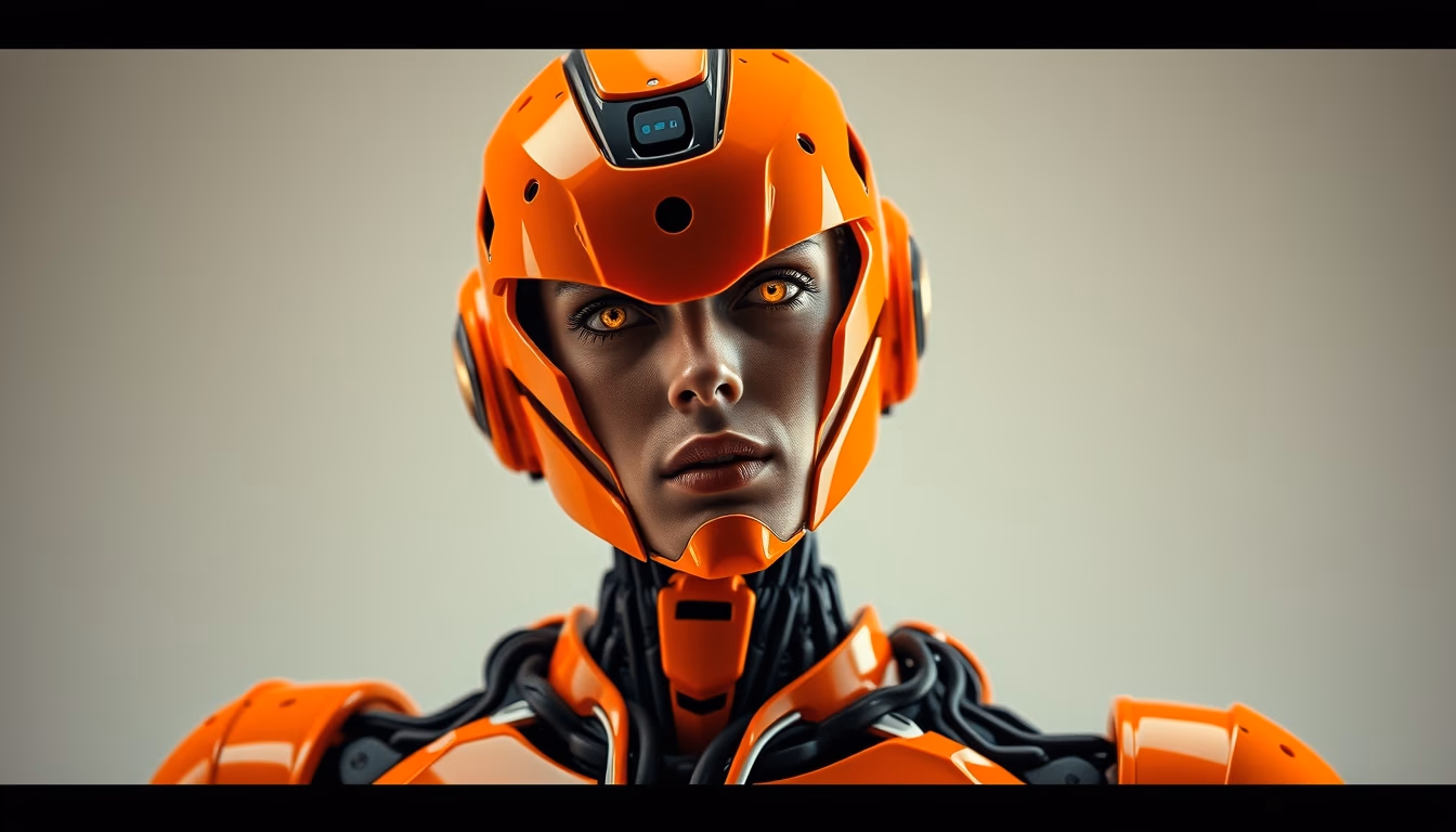 fanuc robot orange in editorial style