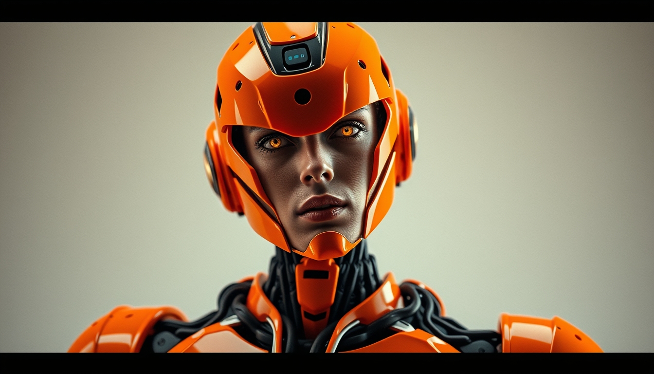 fanuc robot orange in editorial style