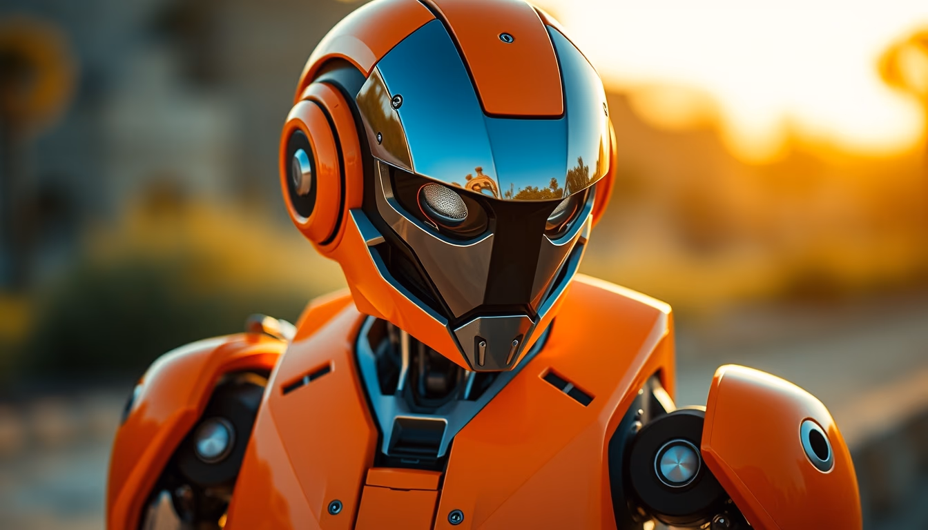 fanuc robot orange in editorial style