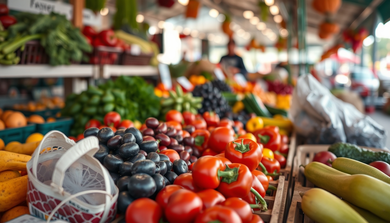 farmers market produce colorful in editorial style