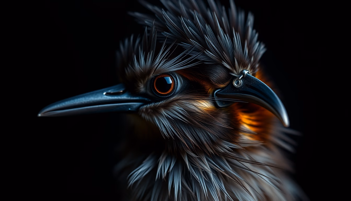 feather barbs closeup in editorial style