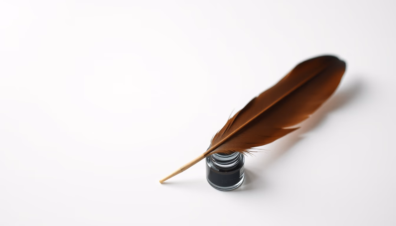 feather quill ink in editorial style