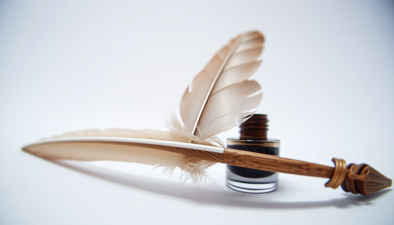 feather quill ink in editorial style