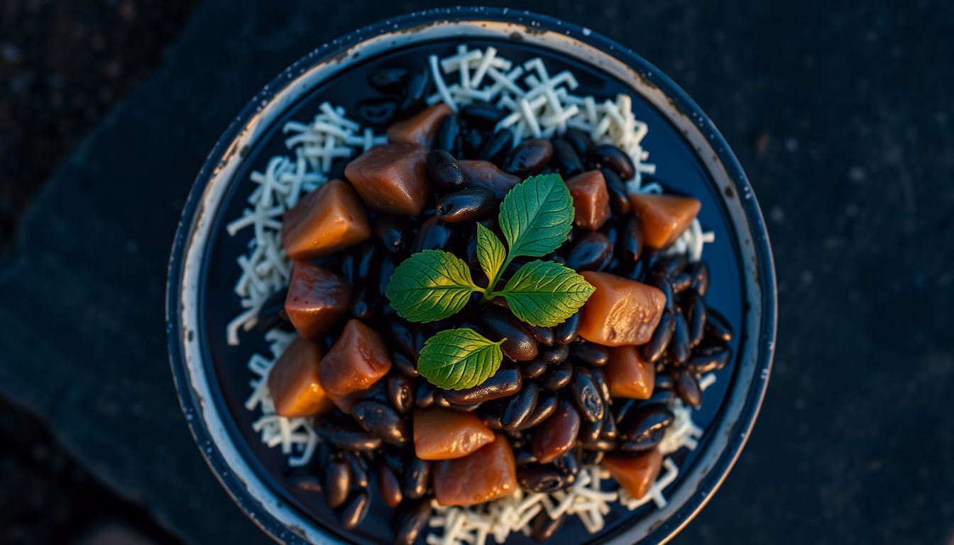 feijoada brazilian black beans in editorial style