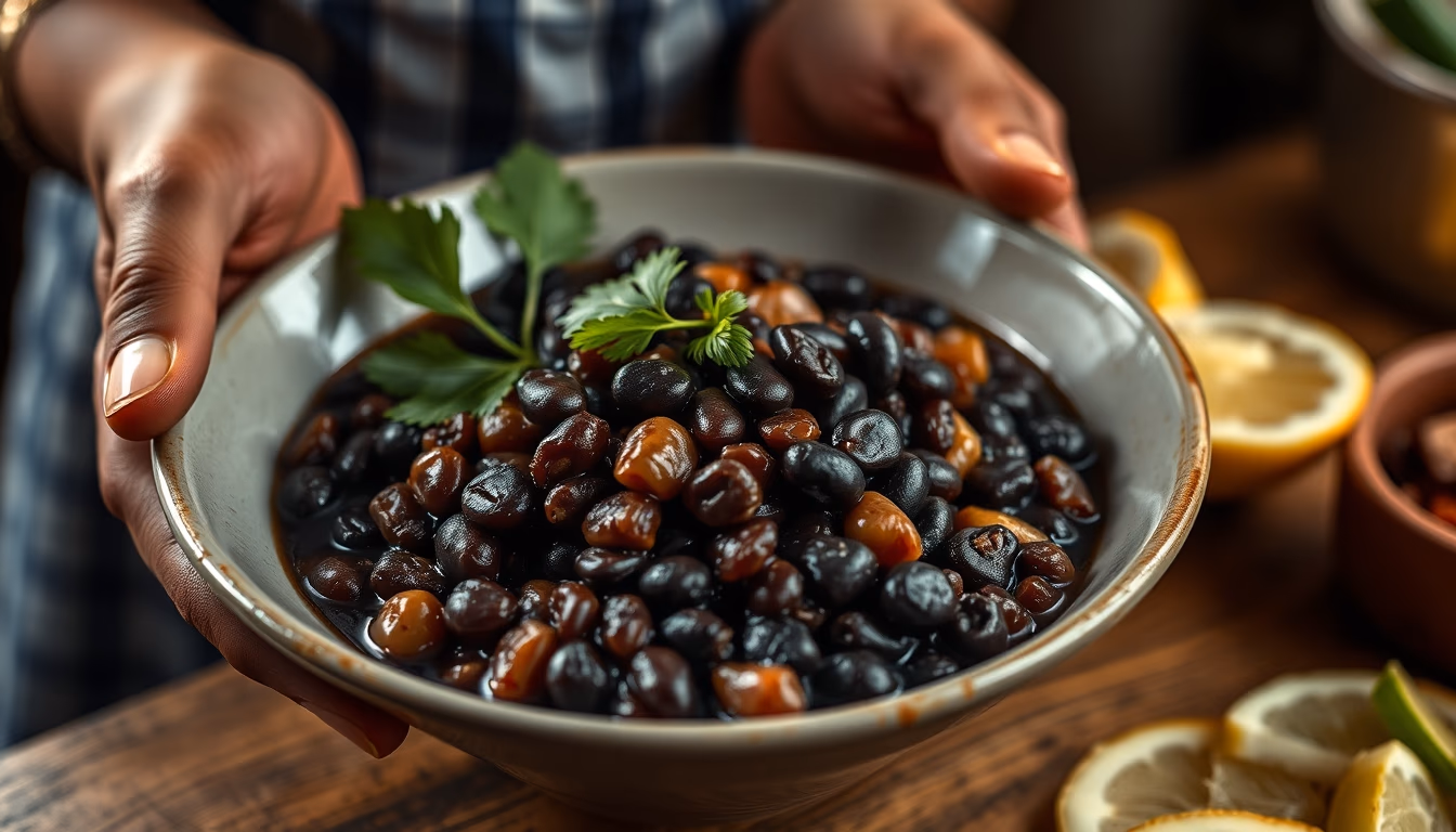 feijoada brazilian black beans in editorial style