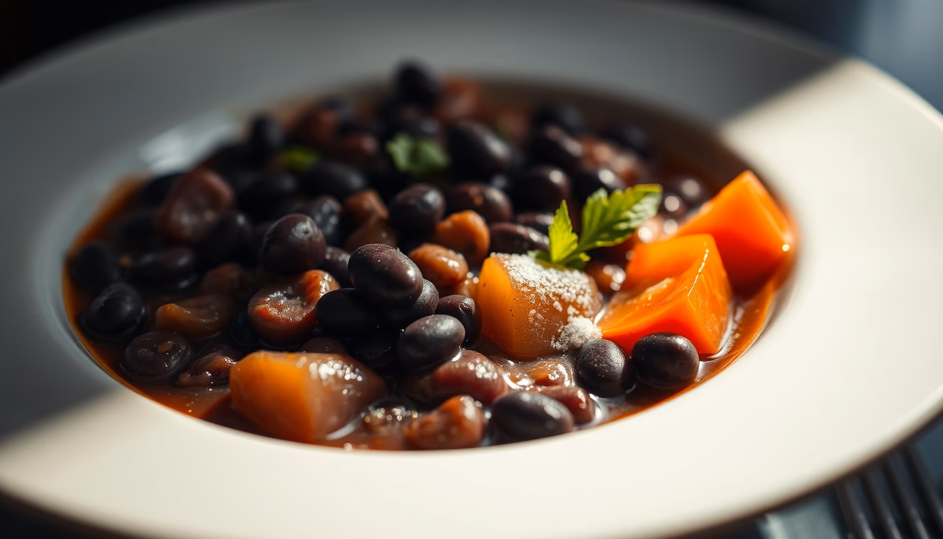 feijoada brazilian black beans in editorial style
