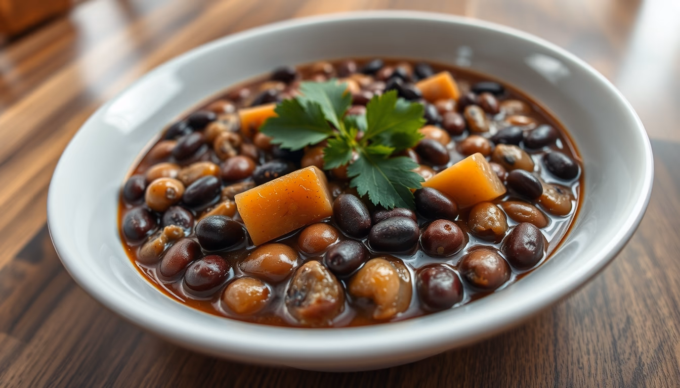 feijoada brazilian black beans in editorial style