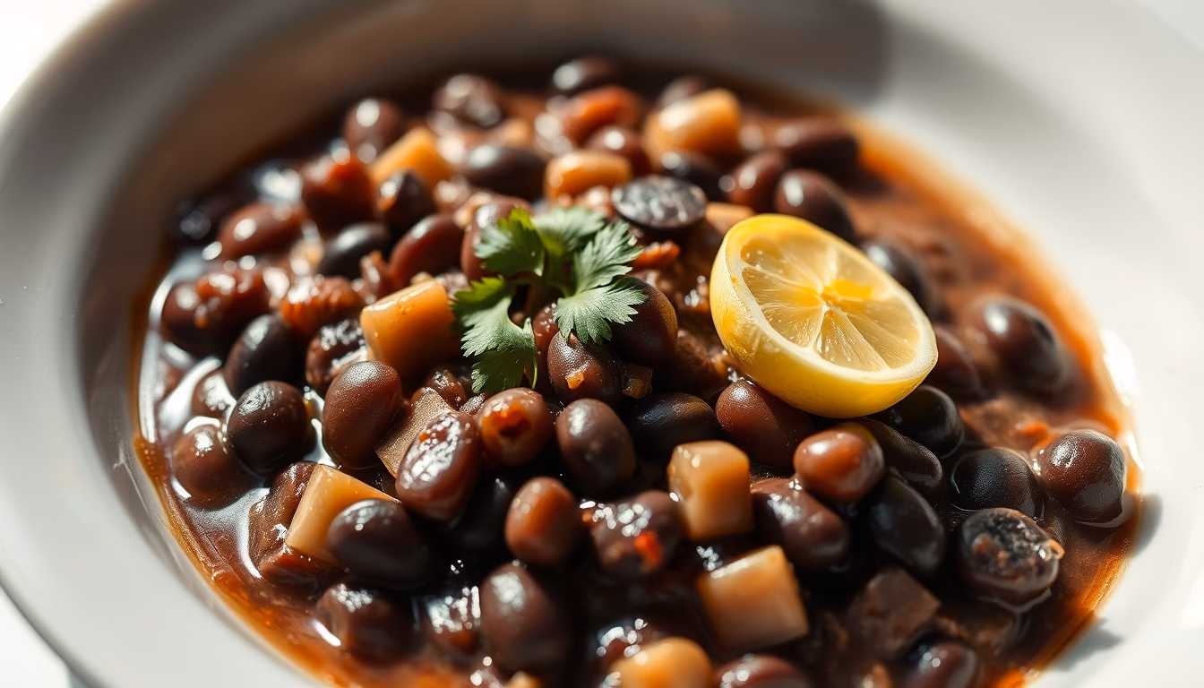 feijoada brazilian black beans in editorial style