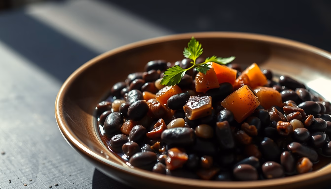feijoada brazilian black beans in editorial style