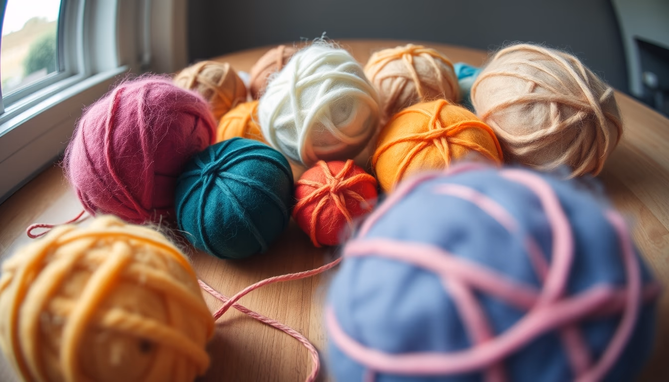 felt wool craft balls in editorial style