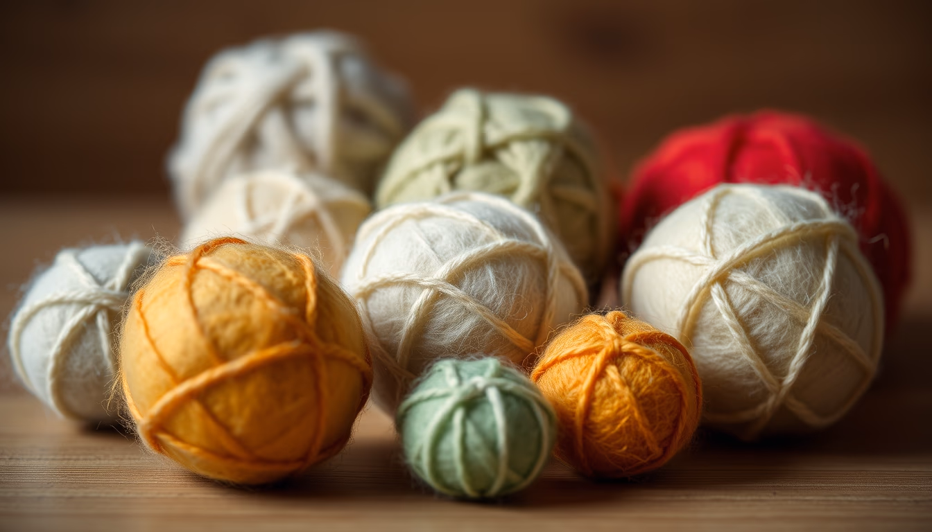 felt wool craft balls in editorial style