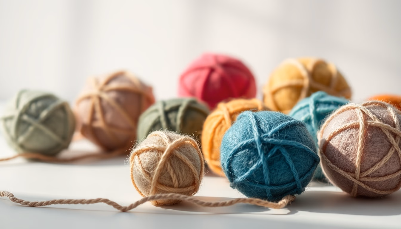 felt wool craft balls in editorial style