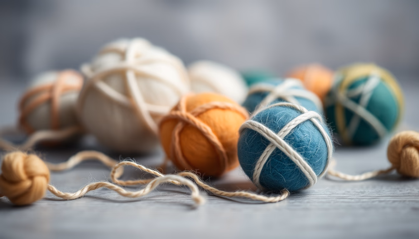 felt wool craft balls in editorial style