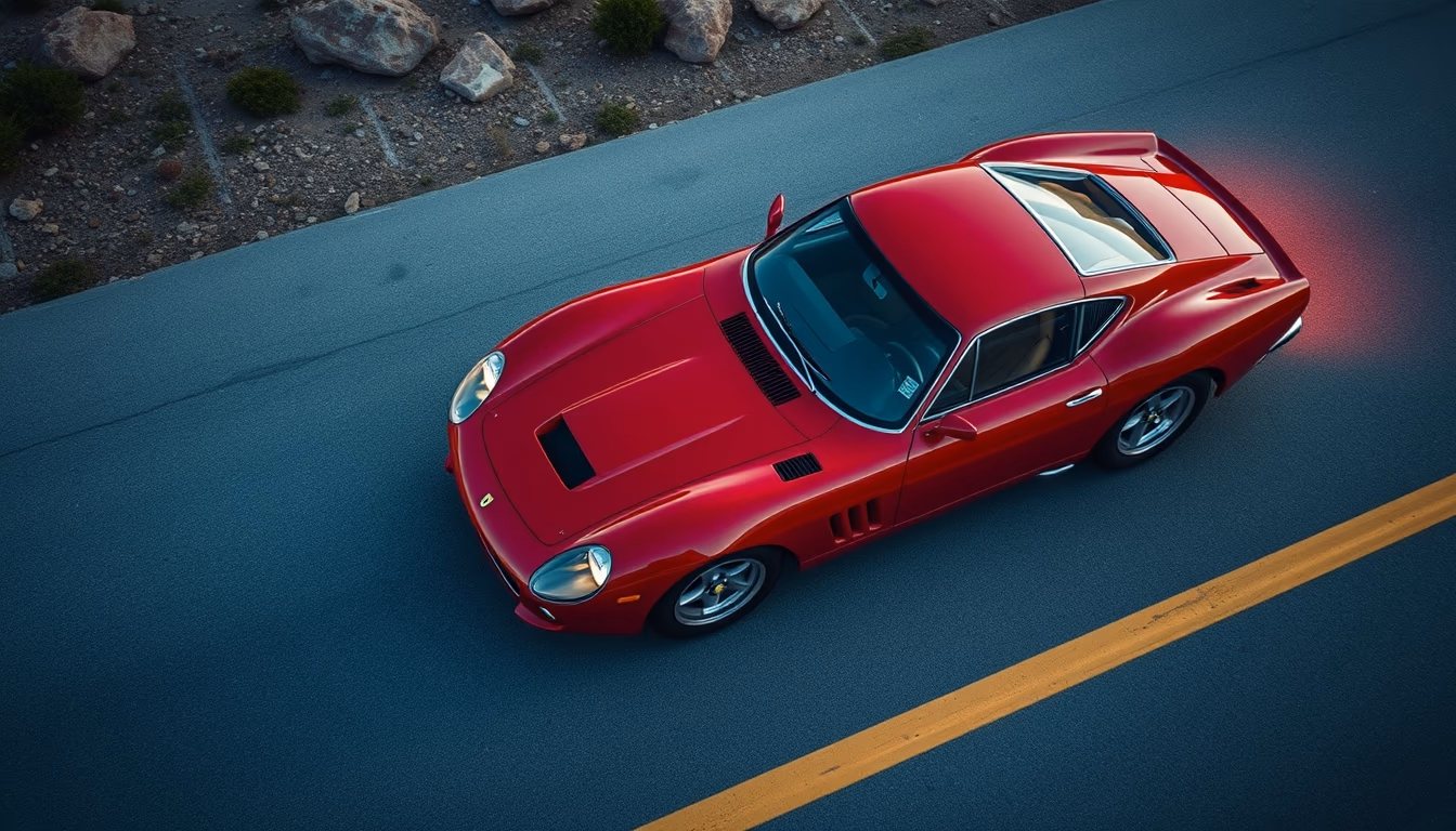ferrari 250 gto red in editorial style