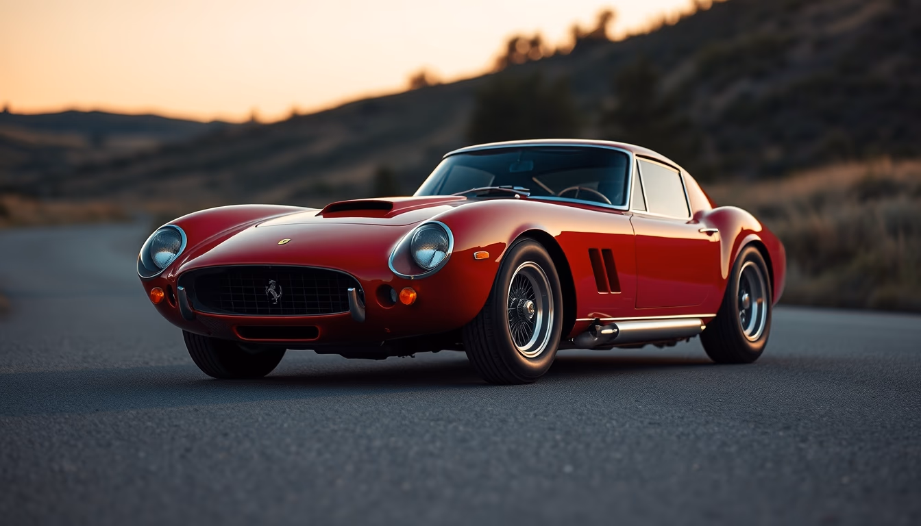 ferrari 250 gto red in editorial style