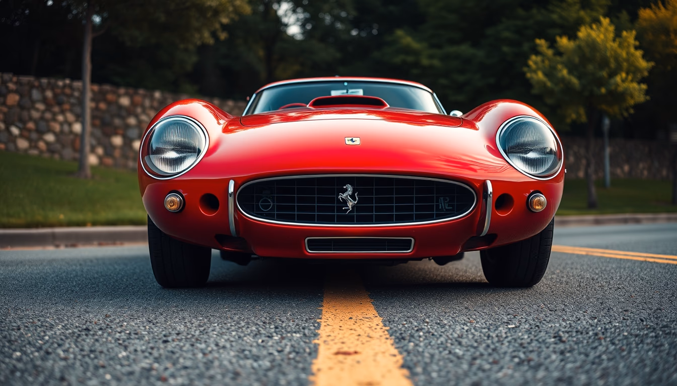ferrari 250 gto red in editorial style
