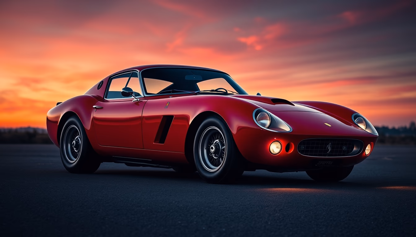 ferrari 250 gto red in editorial style