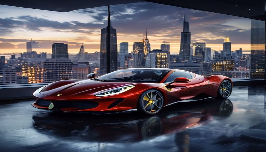 ferrari 296 gtb hybrid in luxury editorial photography