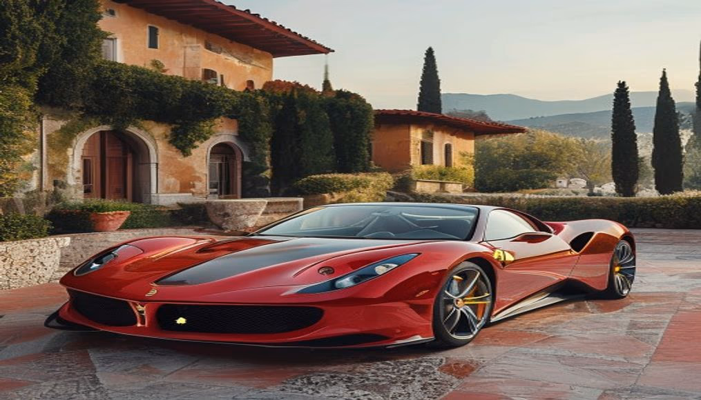 ferrari roma coupe gt in luxury editorial photography