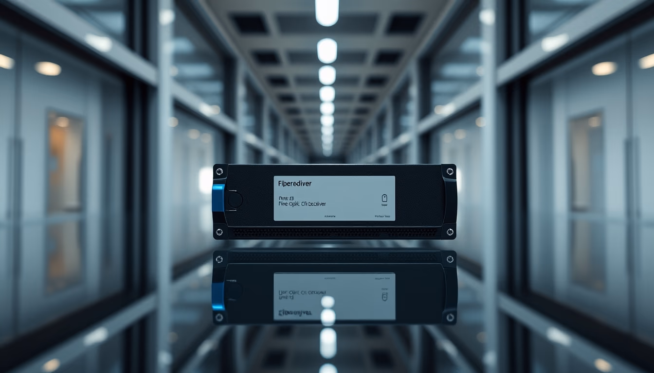 fiber optic transceiver in editorial style