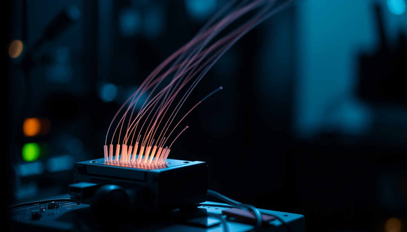 fiber optic transceiver in editorial style
